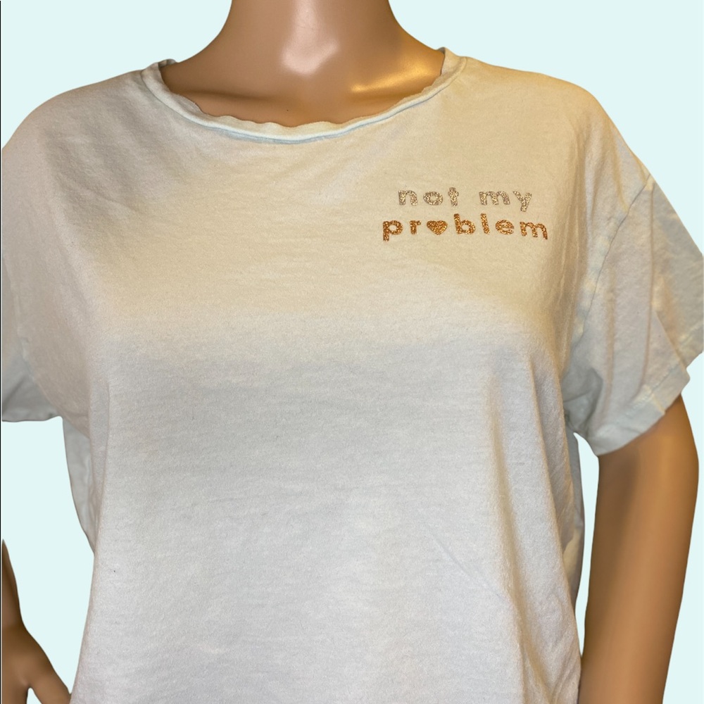 Victoria's Secret PINK Campus Cropped T-Shirt Tee NOT MY PROBLEM Size Medium VGC